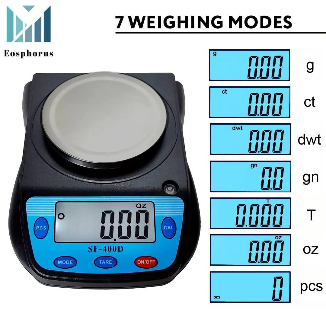 Ounce Carat and Gram Scale 0.01G Accuracy Electronic Scale Science Digital Scale Lab Balance LCD 600G Capacity USB Charger and AC DC Adapter Included