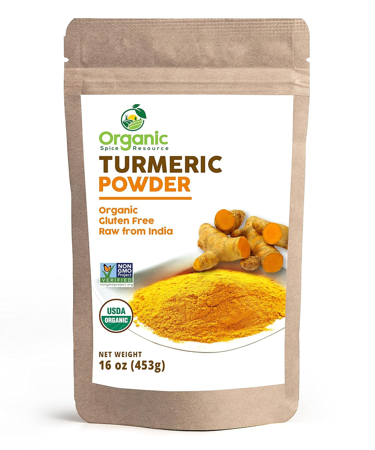 Organic Turmeric Powder W/Curcumin | 16Oz or 454G | USDA Organics and Non-Gmo | 100% Raw and Natural by OSR