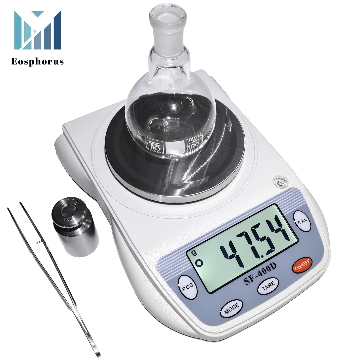 Eosphorus Science Digital Scale Lab Balance Gram Scale 0.01G Accuracy Electronic Scale Laboratory Digital Scale Chemistry Jewelry – Carats, Ounces and Grams Scale (SF 400D R W)