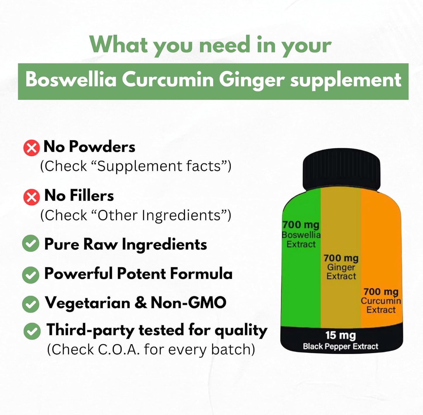 Boswellia Curcumin Ginger Extracts Supplement β Strong 95% Curcuminoids Natural