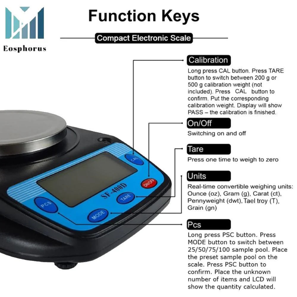 Ounce Carat and Gram Scale 0.01G Accuracy Electronic Scale Science Digital Scale Lab Balance LCD 600G Capacity USB Charger and AC DC Adapter Included