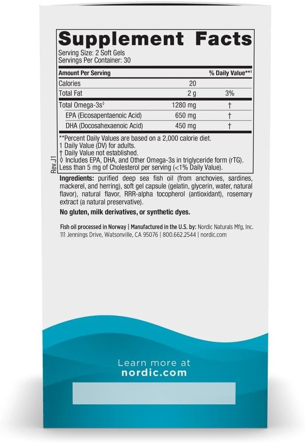 Ultimate Omega, Lemon Flavor - 60 Soft Gels - 1280 Mg Omega-3 - High-Potency Fish Oil Supplement with EPA & DHA - Promotes Brain & Heart Health - Non-Gmo - 30 Servings