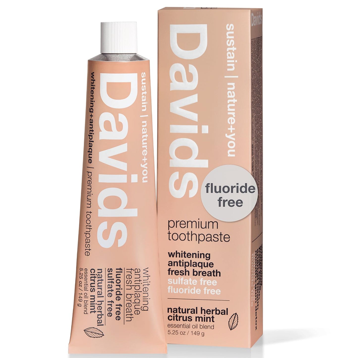 Fluoride Free Toothpaste, Teeth Whitening, Antiplaque, SLS (Sulfate) Free, Promotes Enamel Health, Mouth & Gum Detox, EWG Verified, Peppermint, 5.25Oz