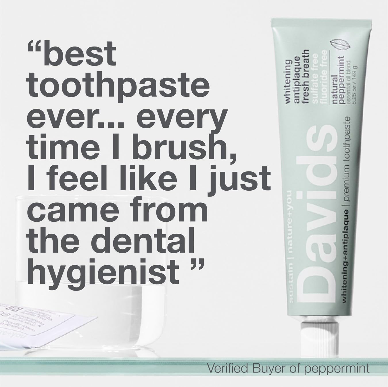 Fluoride Free Toothpaste, Teeth Whitening, Antiplaque, SLS (Sulfate) Free, Promotes Enamel Health, Mouth & Gum Detox, EWG Verified, Peppermint, 5.25Oz