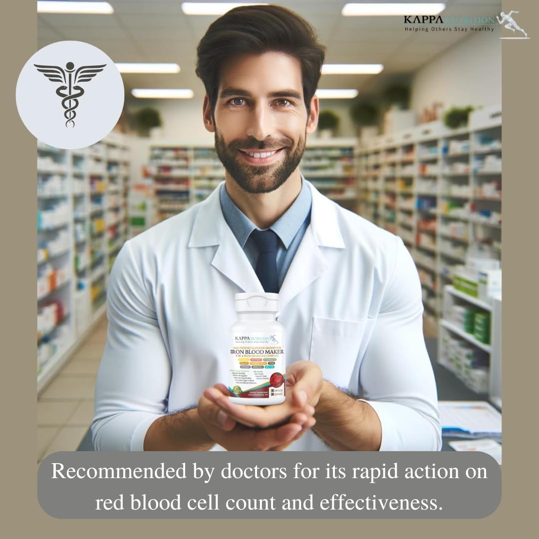 Iron 26Mg, Vitamin C & Orange 150Mg, Folate 667Mcg DFE, Vitamin B12, Beetroot, Brewers Yeast, Broccoli & MCT Oil 9 in 1 Advanced Complex (60 Capsules)