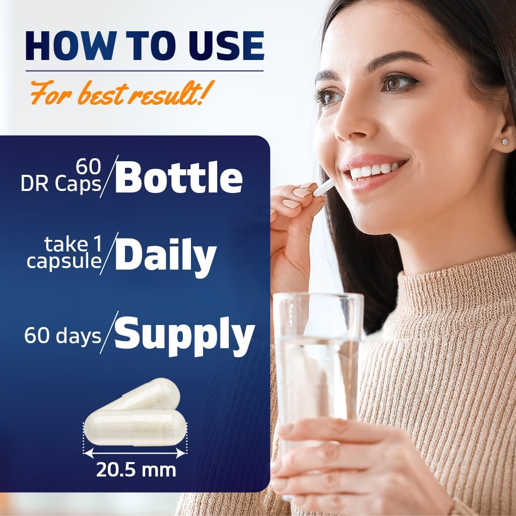 Lactobacillus Reuteri Complex – 22 Billion CFU per Delayed Release Capsule – 60 Capsules – Digestive & Gut Health Support – with Prebiotic Inulin Fiber