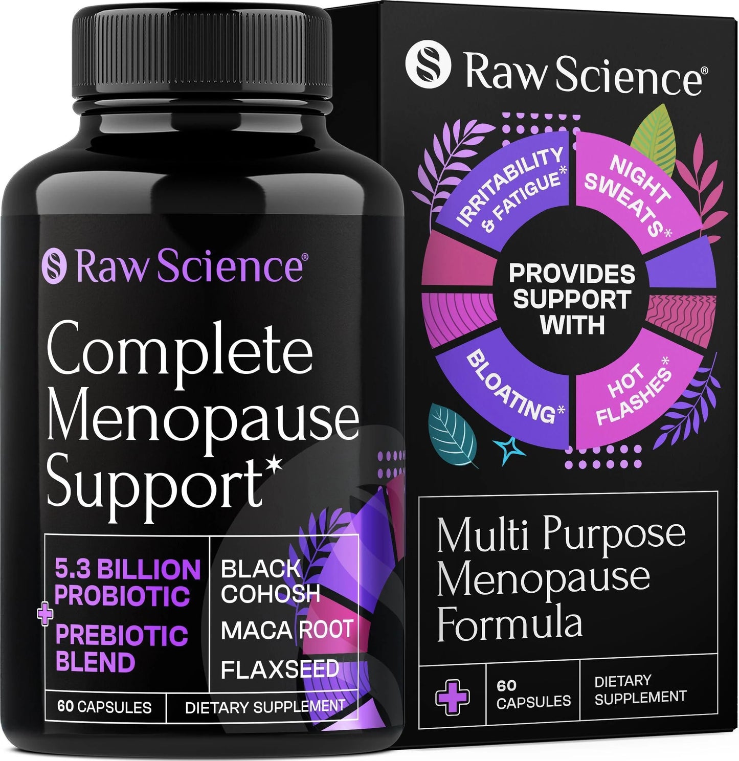 Menopause Supplements for Women Black Cohosh for Menopause Hot Flashes Night Sweats & Hormone Balance with DIM Vitex Dong Quai Red Clover Complete Menopause Support Vaginal Health 60 Capsules