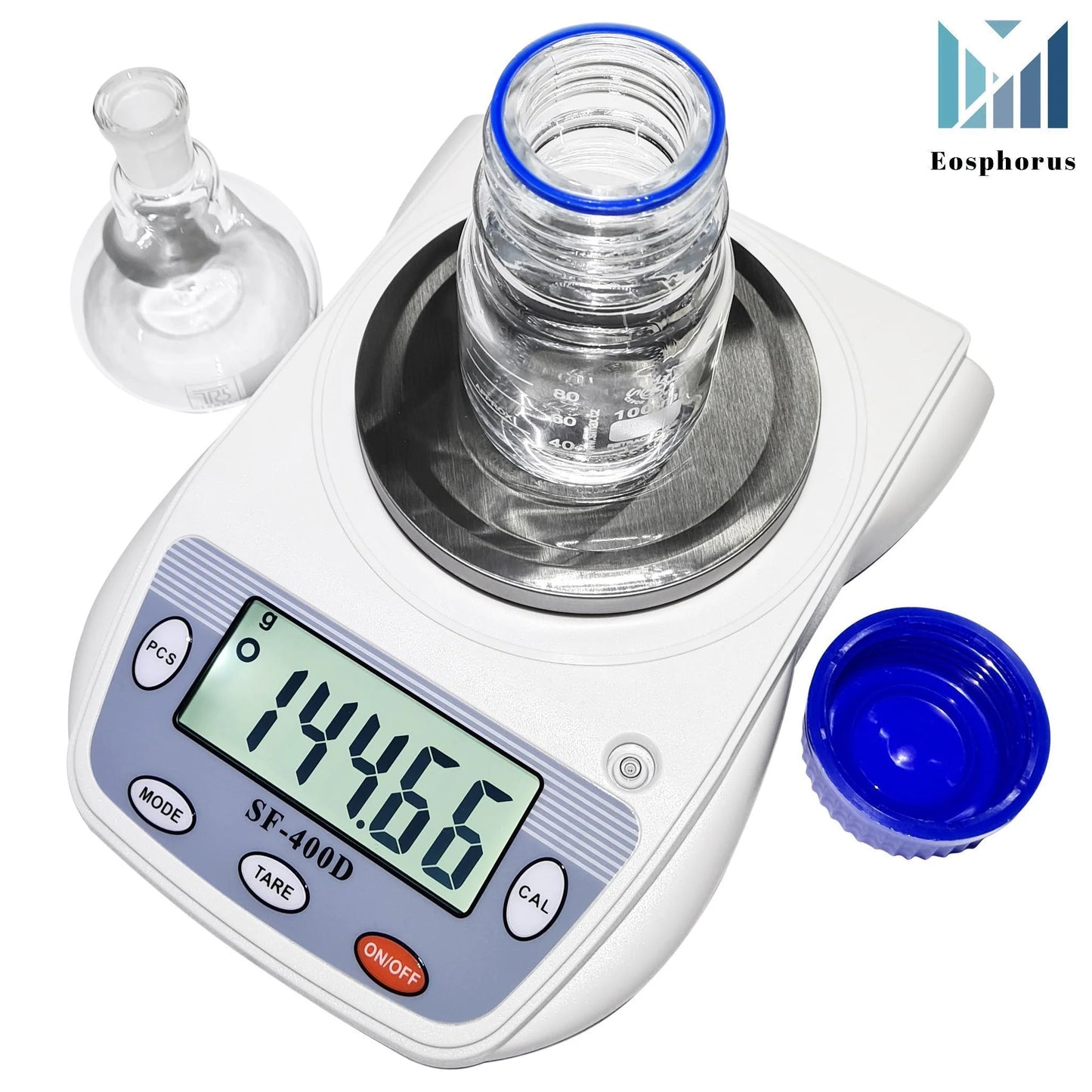Eosphorus Science Digital Scale Lab Balance Gram Scale 0.01G Accuracy Electronic Scale Laboratory Digital Scale Chemistry Jewelry – Carats, Ounces and Grams Scale (SF 400D R W)