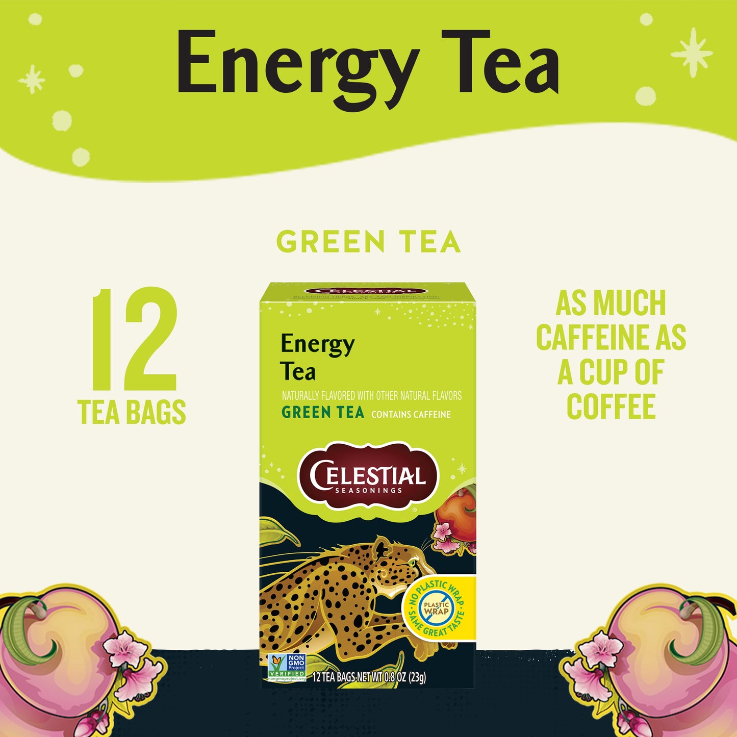High Caffeine Energy Green Tea Bags (12 Count)
