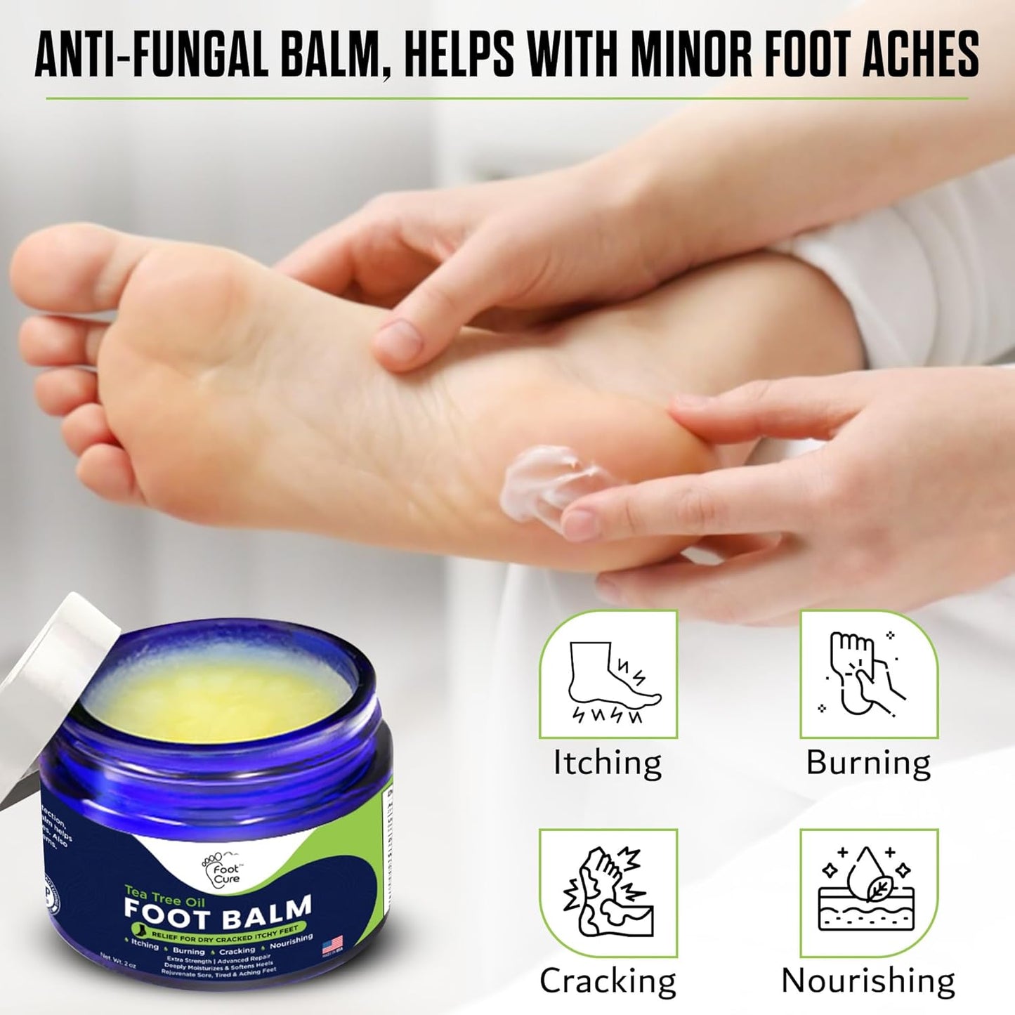 Tea Tree Oil Balm β Moisturizer for Dry Cracked Feet β Instantly Hydrates & Soothes Irritated Skin & Athlete'S Foot β Best Care for Women and Men β Made in USA