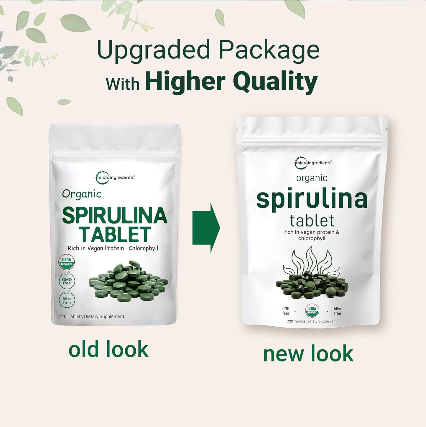 Organic Spirulina Supplement, 3000MG per Serving, 720 Tablets (4 Month Supply), No Filler & Non-Gmo, Rich in Vegan Protein, Vitamins & Prebiotics, Premium Spirulina Pills