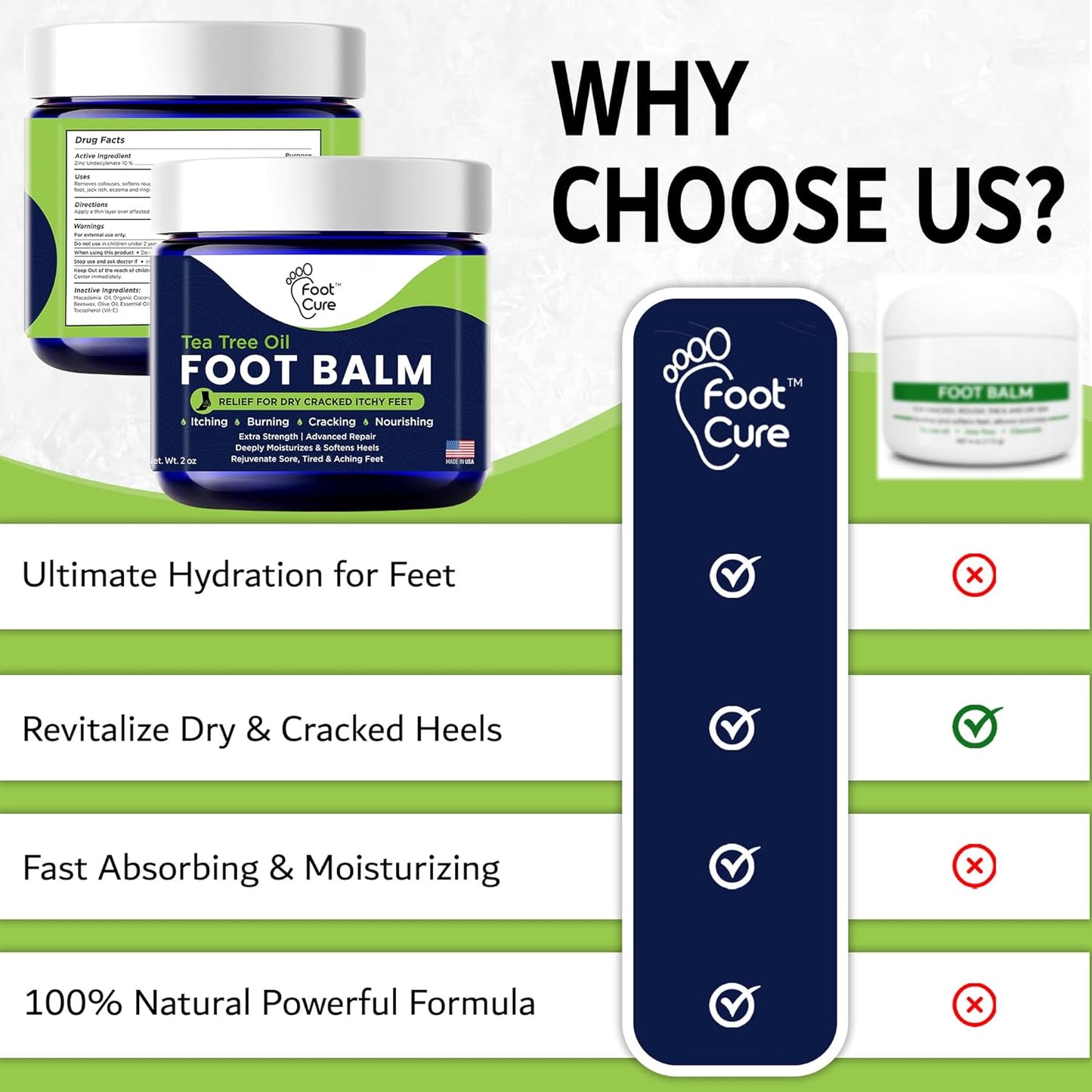 Tea Tree Oil Balm β Moisturizer for Dry Cracked Feet β Instantly Hydrates & Soothes Irritated Skin & Athlete'S Foot β Best Care for Women and Men β Made in USA