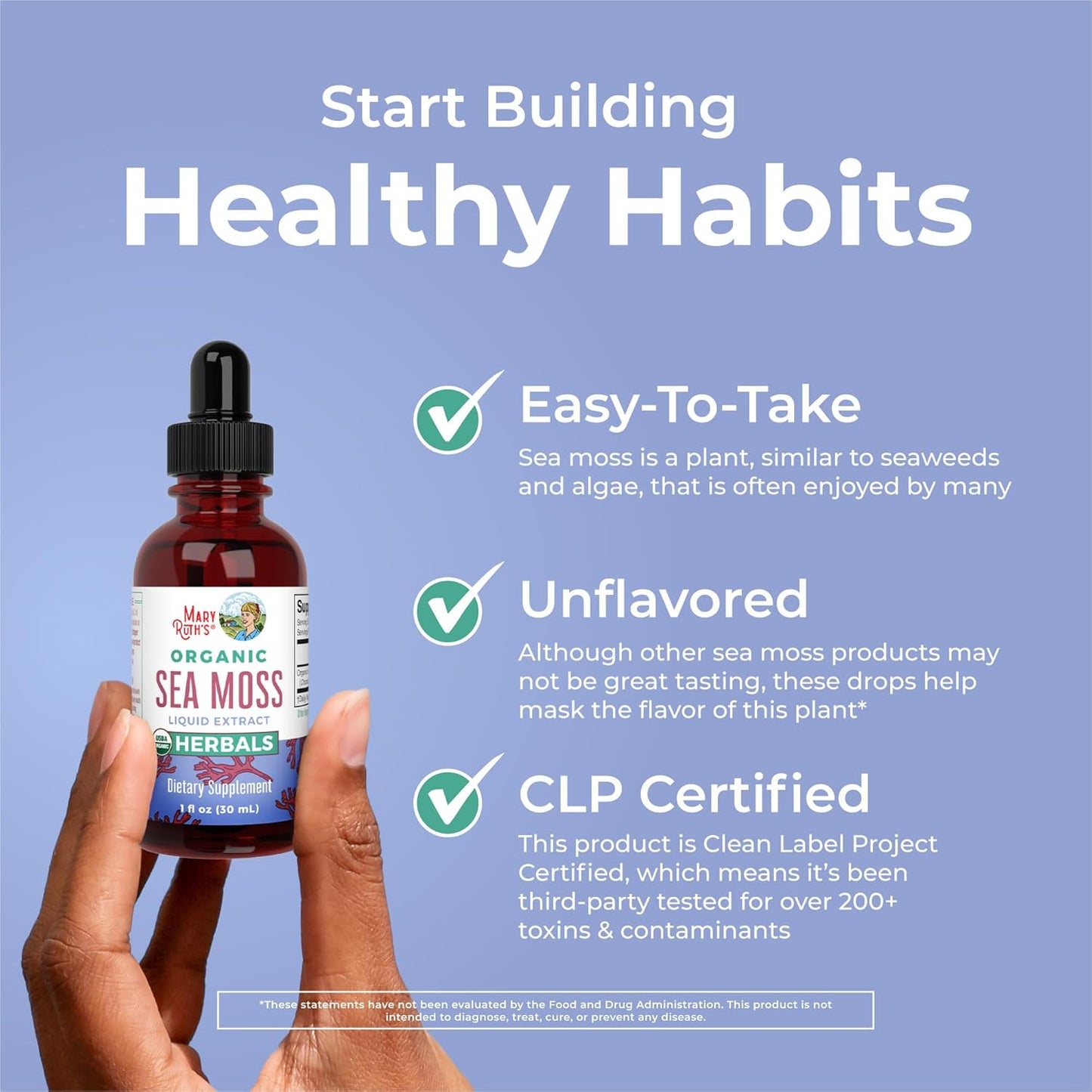 USDA Irish Sea Moss Liquid Drops | Organic Irish Moss | Chondrus Crispus | Formulated for Adults & Kids Ages 14+ | Unflavored | Sugar Free | Vegan | Non-Gmo | 1 Fl Oz