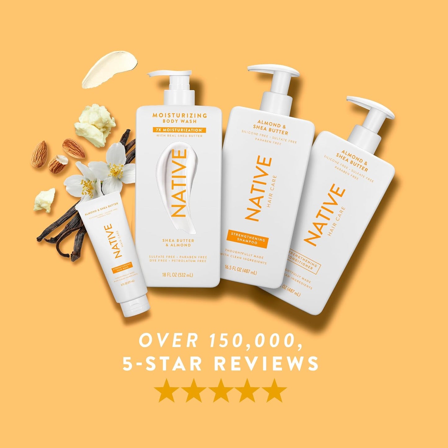 Moisturizing Body Wash Contains Naturally Derived Ingredients | for Women & Men, Sulfate, Paraben, & Dye Free Leaving Skin Soft and Hydrated | Shea Butter & Almond 18 Oz