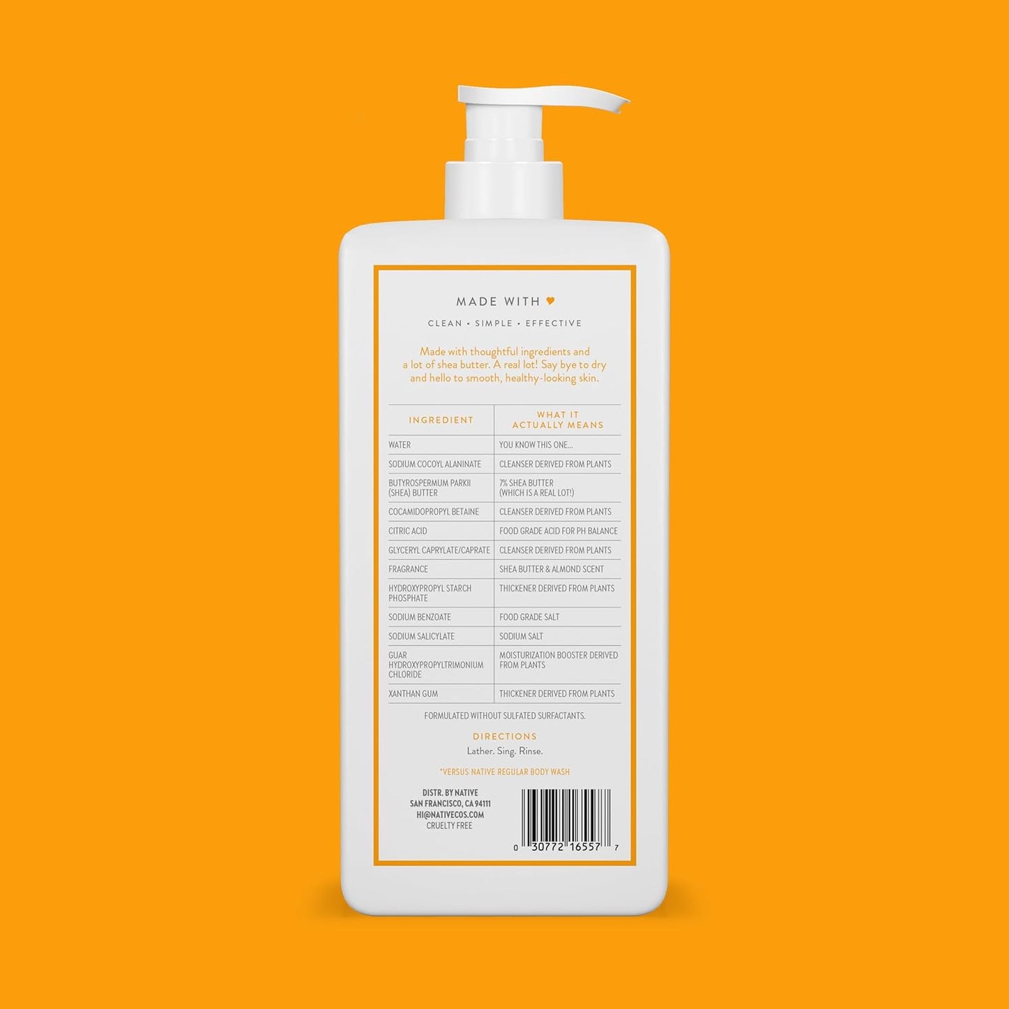 Moisturizing Body Wash Contains Naturally Derived Ingredients | for Women & Men, Sulfate, Paraben, & Dye Free Leaving Skin Soft and Hydrated | Shea Butter & Almond 18 Oz