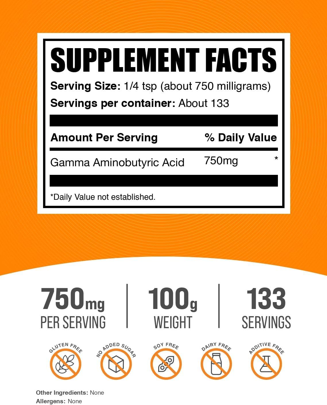 .Com GABA Powder - Gamma Aminobutyric Acid, GABA Supplement, Amino Acid Supplement - Gluten Free, 750Mg per Serving, 100G (3.5 Oz) (Pack of 1)