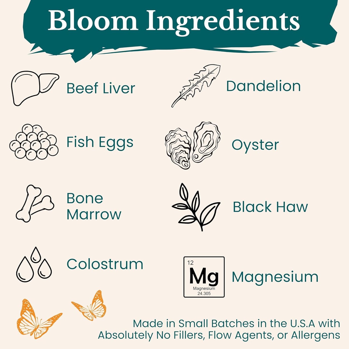 Complete Prenatal Supplement for Fetal Development… Folate, Choline + DHA, from Grass Fed Liver, Fish Eggs, Colostrum, Bone Marrow, with All Natural Herbal Blend Bloom