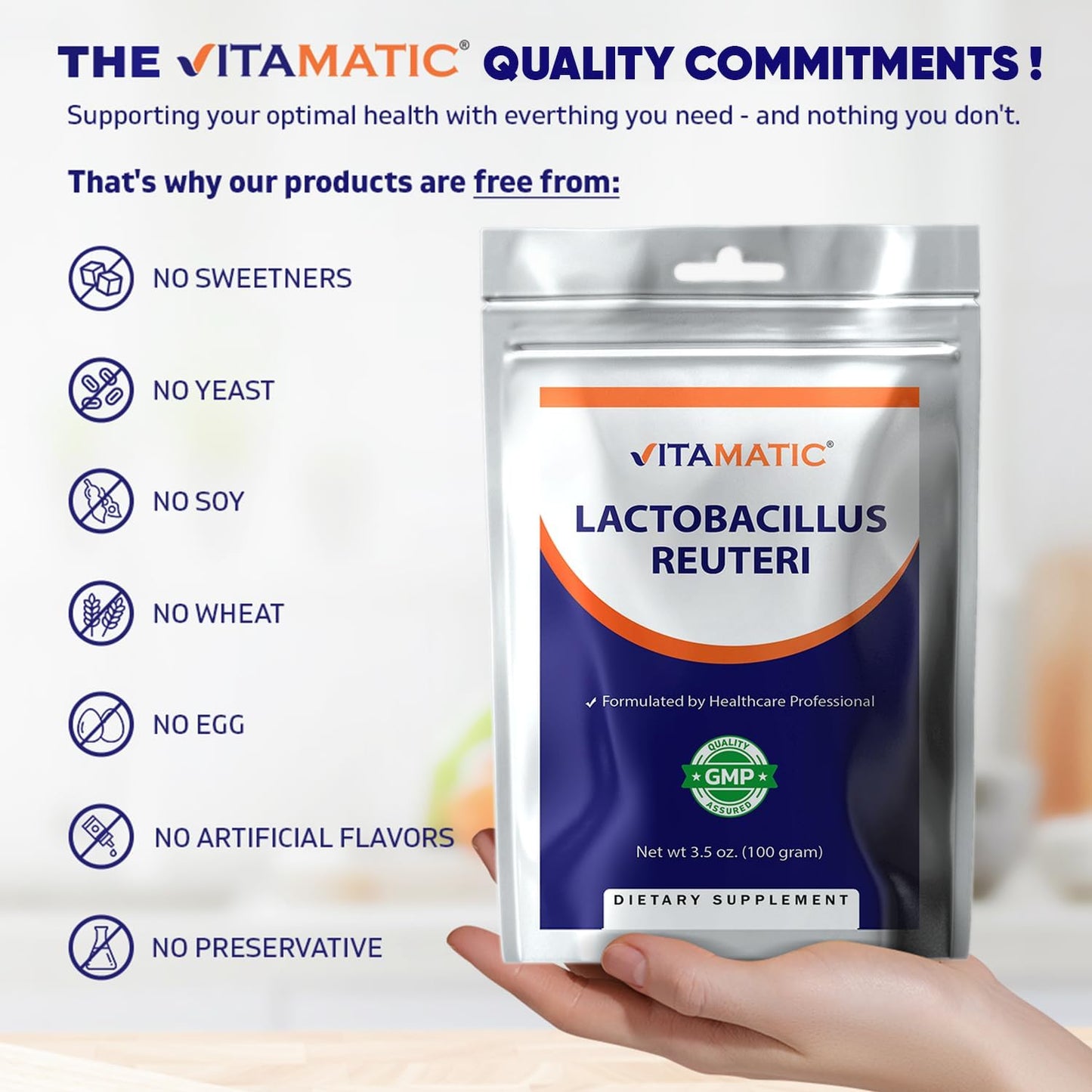 Lactobacillus Reuteri Probiotic Powder - Digestive Health Support - 100 Gram (3.5 OZ) - 100 Servings