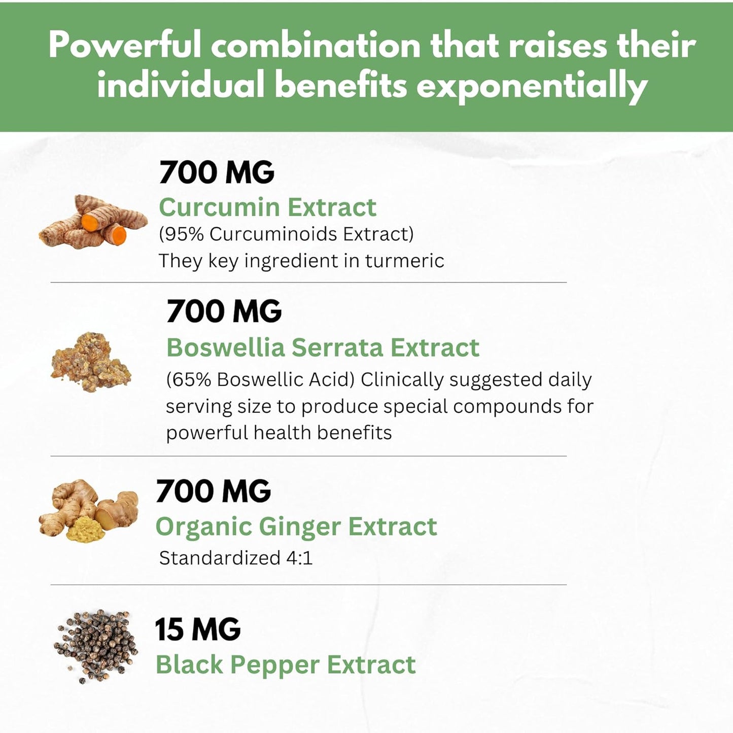 Boswellia Curcumin Ginger Extracts Supplement β Strong 95% Curcuminoids Natural