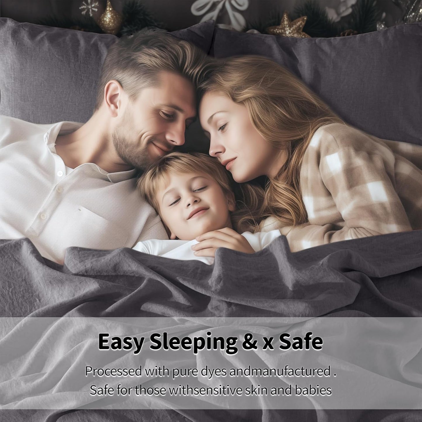 100% Linen Sheet Set 19" Deep Pocket Queen Size,Bed Sheets 4 Piece Sets,Solid Color Natural Flax Bed Sheets Soft Breathable Bedding, All Season (Queen, Dark Grey)