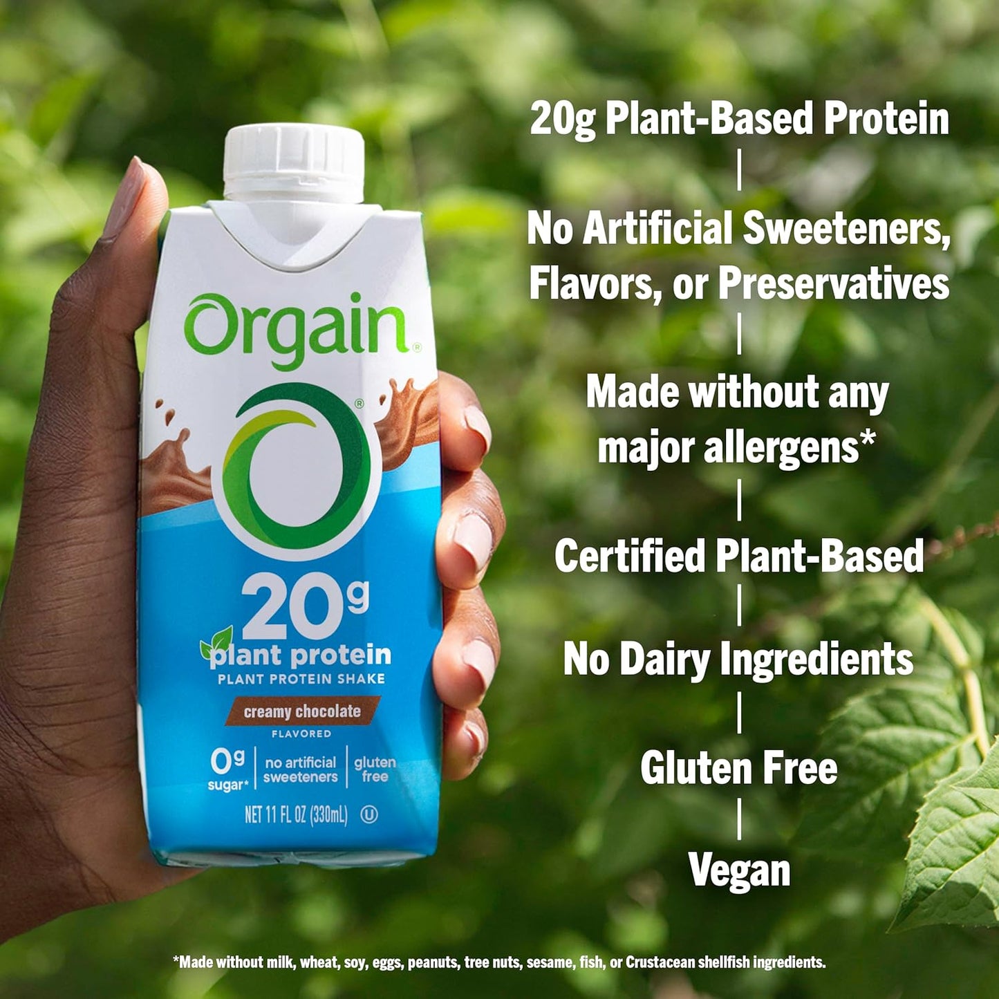 Organic Vegan Protein Shake, Creamy Chocolate - 20G Plant Based Protein, Ready to Drink, Fruits & Vegetables, Gluten Free, Kosher, No Soy or Dairy Ingredients, 11 Fl Oz (Pack of 12)