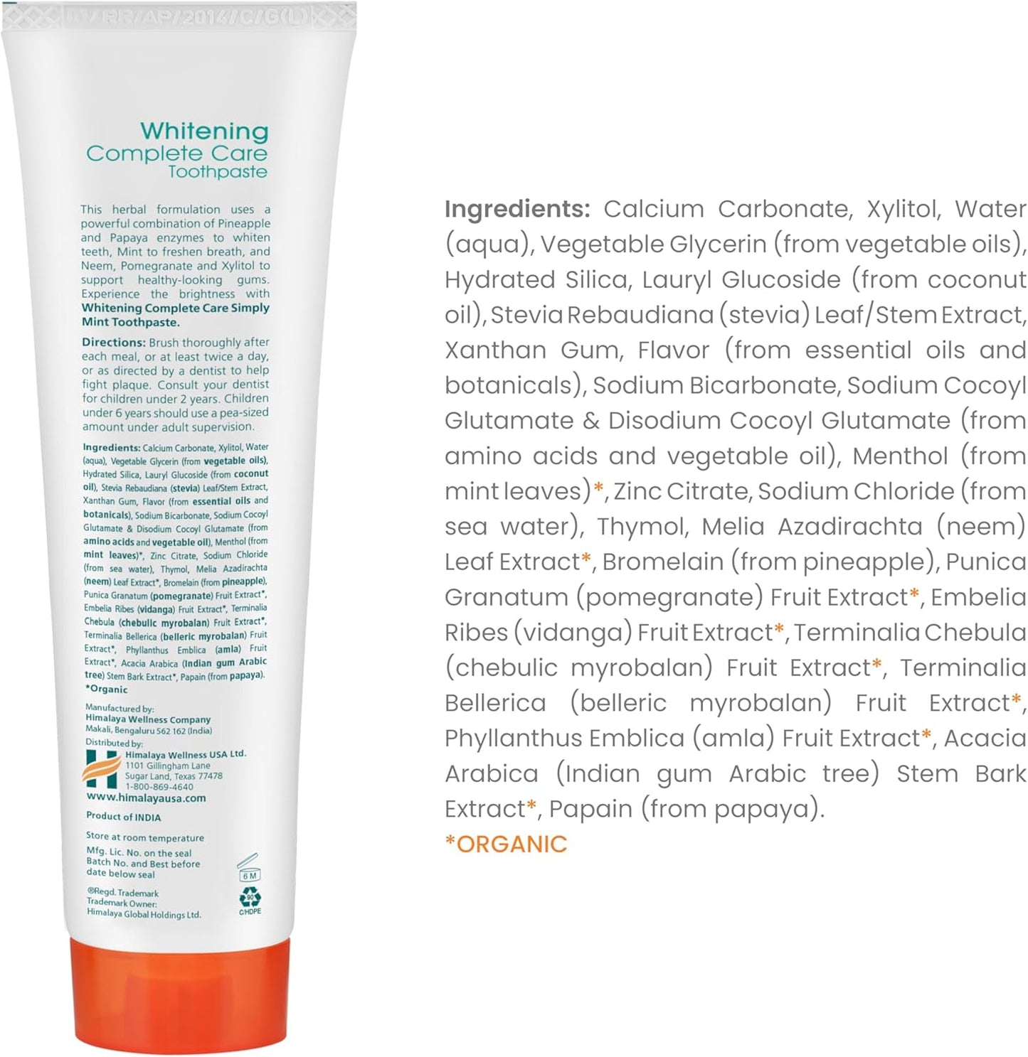 Botanique Whitening Complete Care Toothpaste, Teeth Whitening, Fights Plaque, Fluoride Free, No Artificial Flavors, SLS Free, Cruelty Free, Foaming, Simply Mint Flavor, 5.29 Oz, 2 Pack
