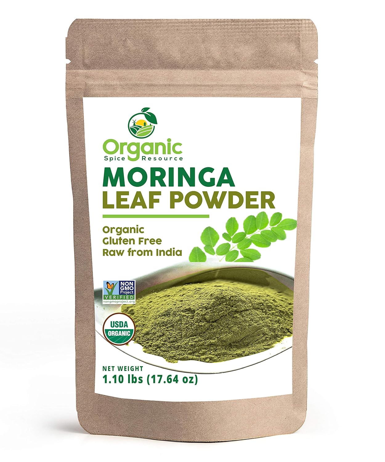 Organic Moringa Powder - 1.10 Lbs (17.64 Oz) | USDA Organics, Non-Gmo, Kosher, Halal, Moringa Olifera Powder - 100% Raw and Natural, by SHOPOSR