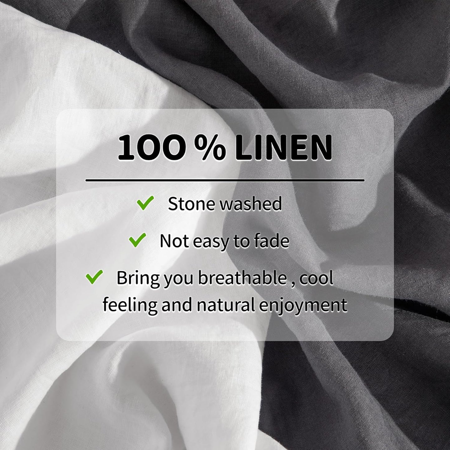 100% Linen Sheet Set 19" Deep Pocket Queen Size,Bed Sheets 4 Piece Sets,Solid Color Natural Flax Bed Sheets Soft Breathable Bedding, All Season (Queen, Dark Grey)
