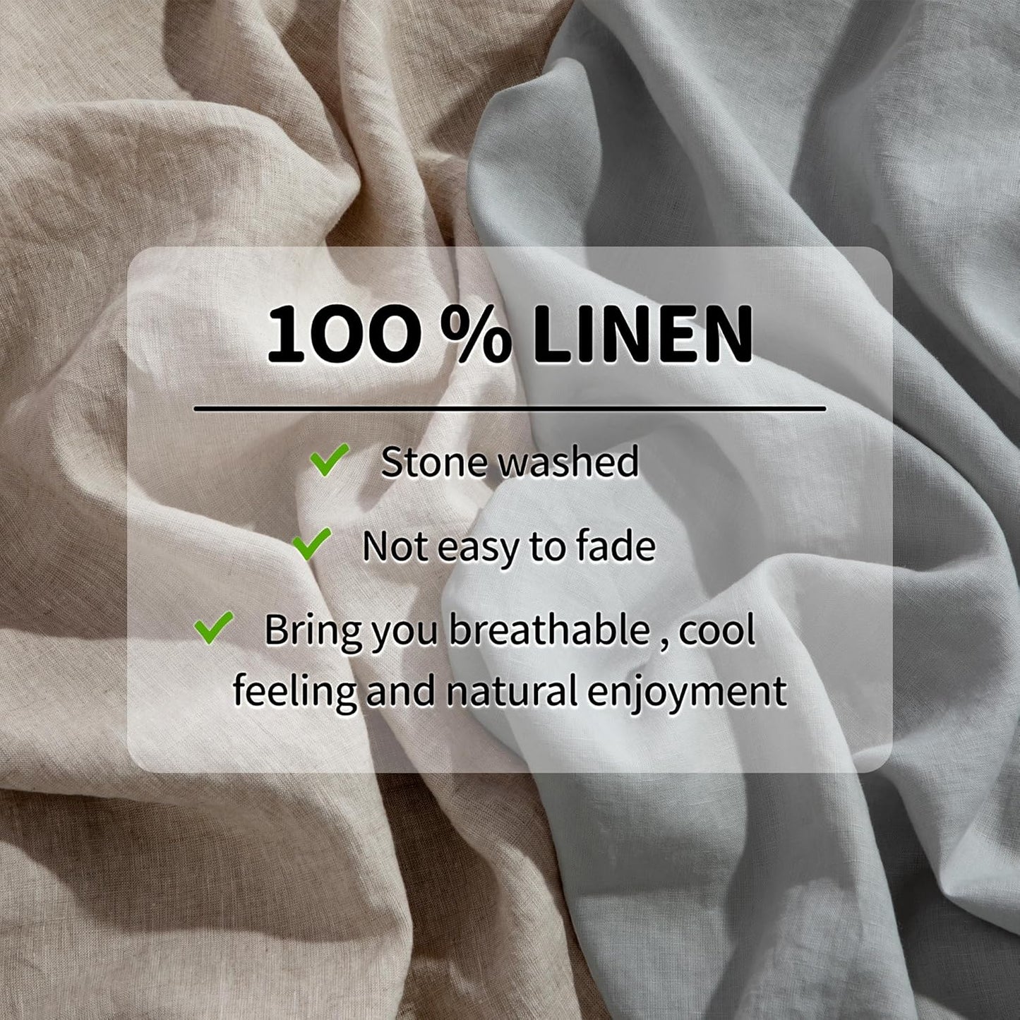 100% Linen Sheet Set Full Size, Bed Sheets 4 Piece Sets, Solid Color Natural Flax Bed Sheets Soft Breathable Bedding,16" Deep Pocket,All Season (Full, Linen)