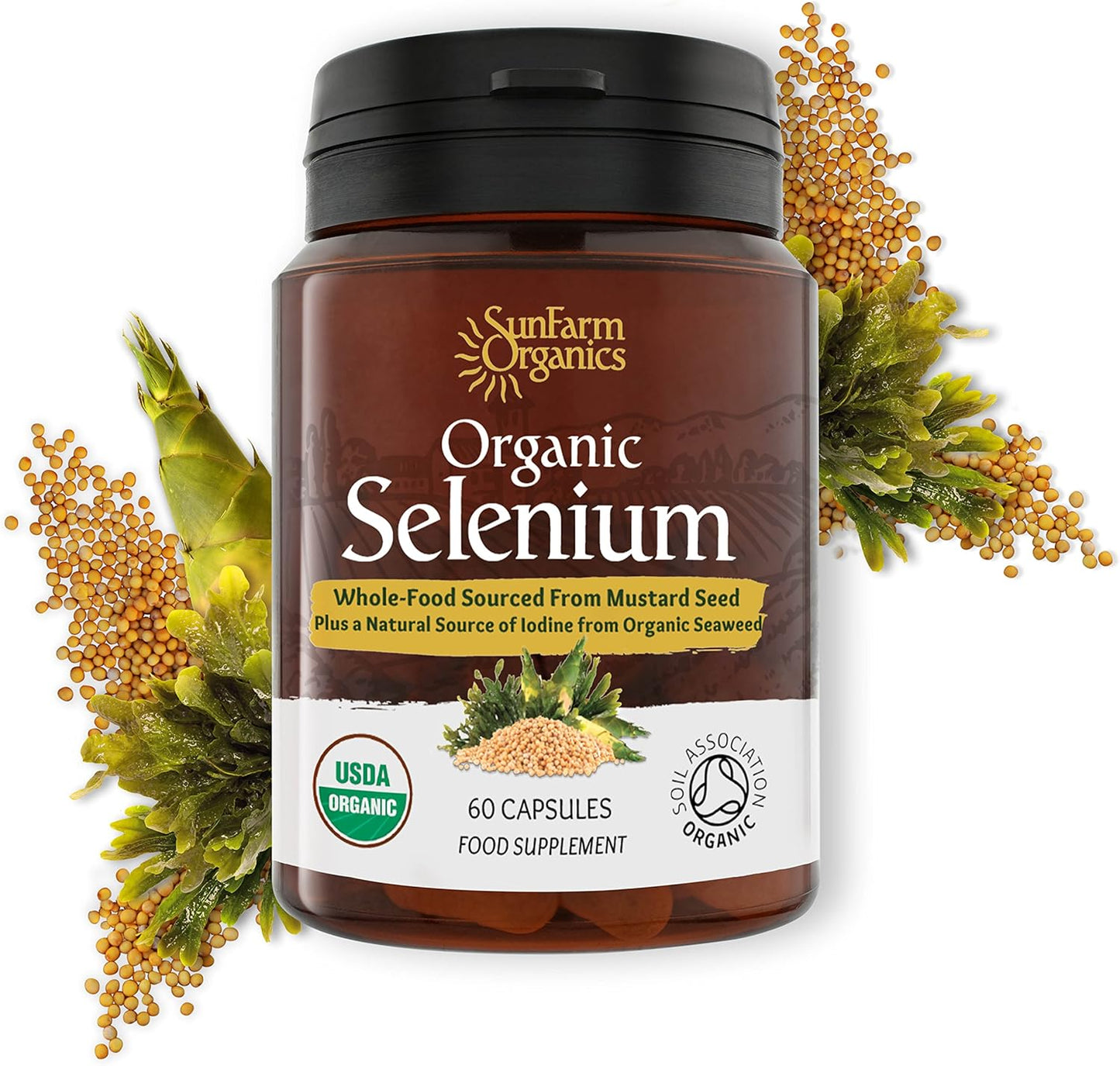 Organic Selenium 200 Mcg with Iodine and Silica All from Certified Organic Whole Foods - Two Month Supply