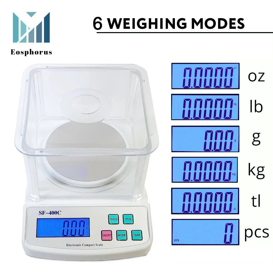 Ounce and Gram Scale 0.01G Accuracy Electronic Balance Digital Scale Digital Balance Lab Balance 600G – Windshield USB Charger AC DC Adapter Included
