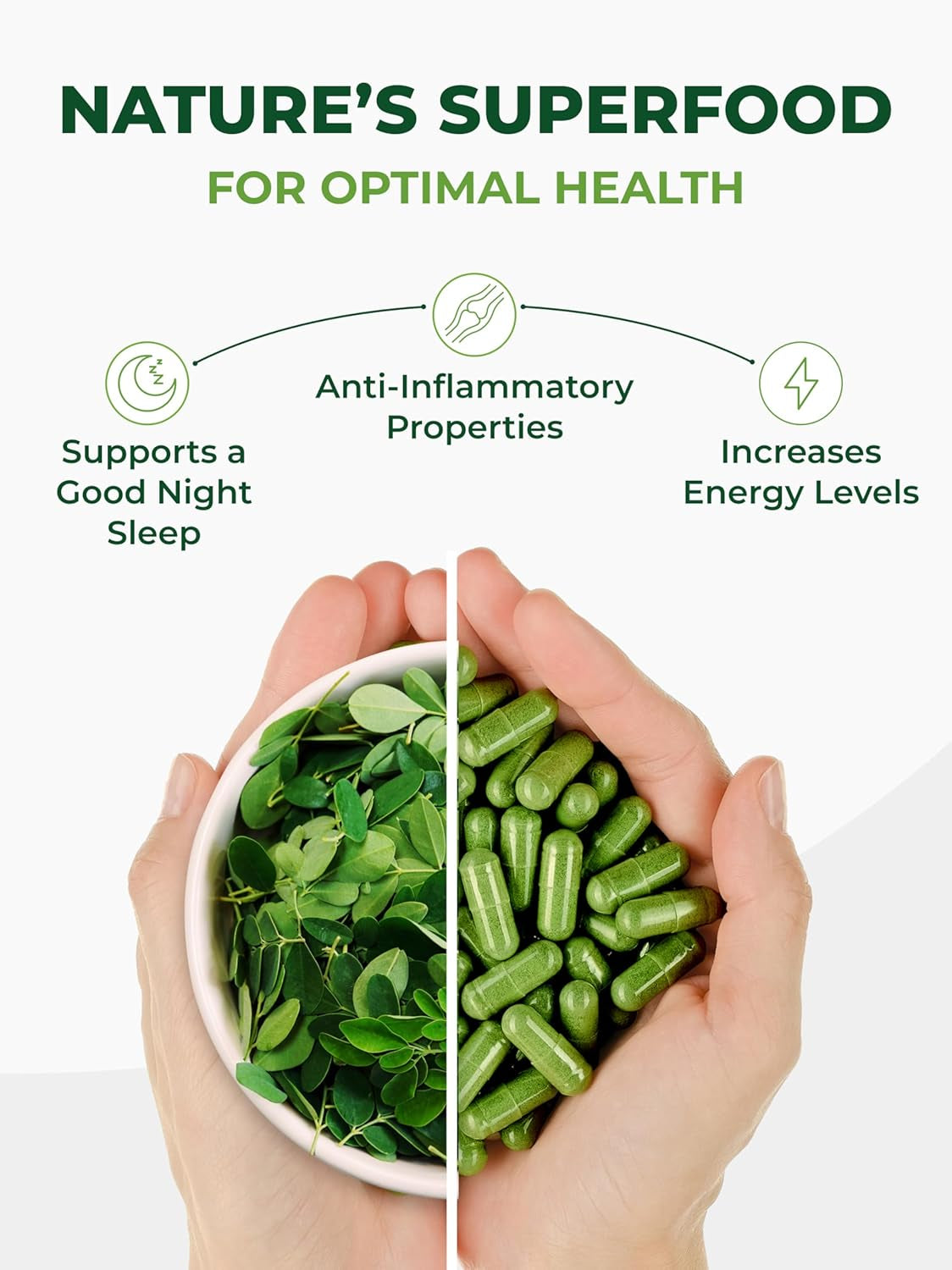 Capsules Single Origin Moringa Powder Organic. Moringa Leaf. Energy, Metabolism, & Immune Support. 120Ct. 500Mg Caps.