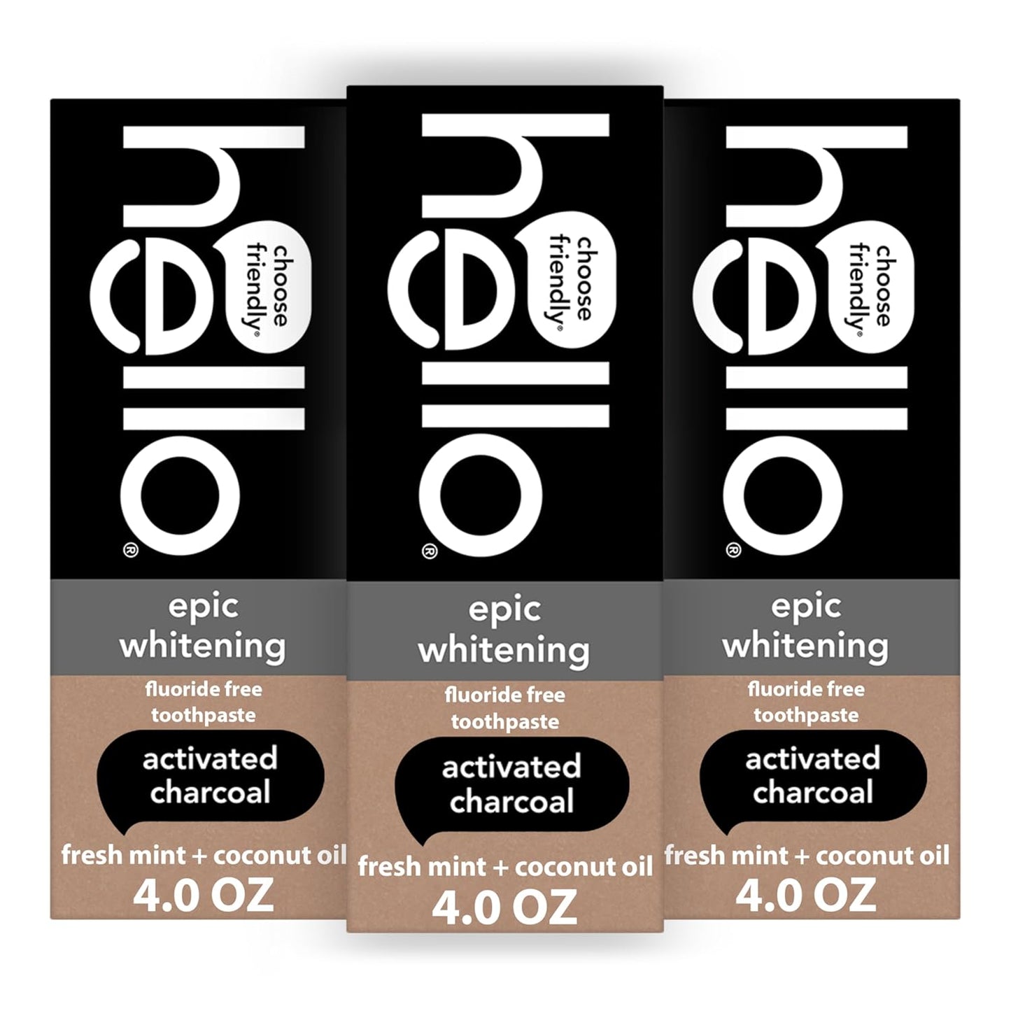Activated Charcoal Toothpaste, Fluoride Free with Activated Charcoal, Teeth Whitening Toothpaste with Fresh Mint and Coconut Oil, No SLS, Vegan, Gluten Free, 3 Pack, 4 OZ Tubes