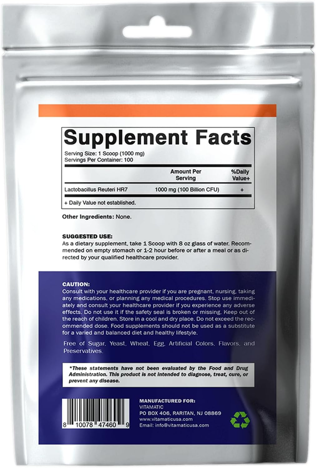 Lactobacillus Reuteri Probiotic Powder - Digestive Health Support - 100 Gram (3.5 OZ) - 100 Servings