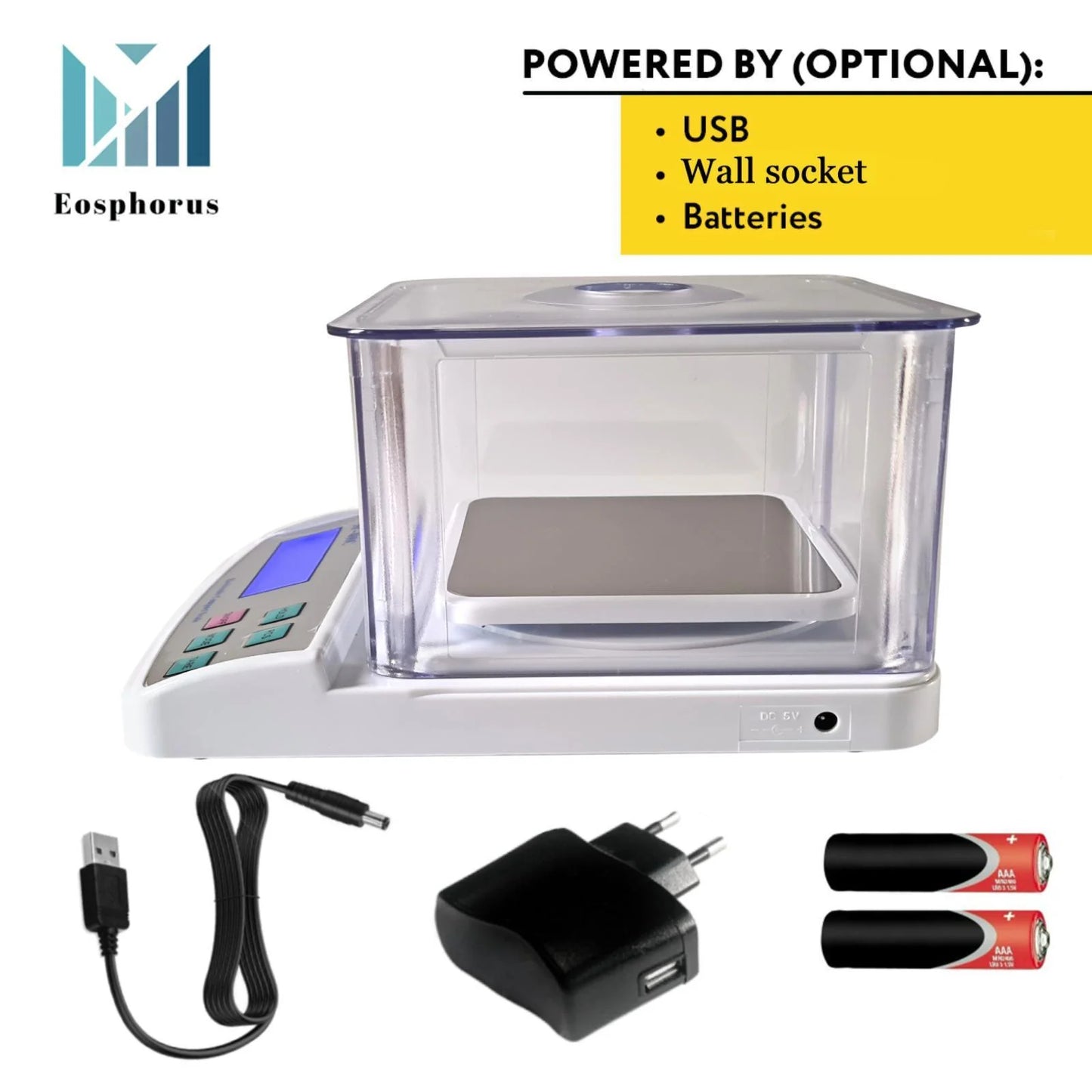 Ounce and Gram Scale 0.01G Accuracy Electronic Balance Digital Scale Digital Balance Lab Balance 600G – Windshield USB Charger AC DC Adapter Included