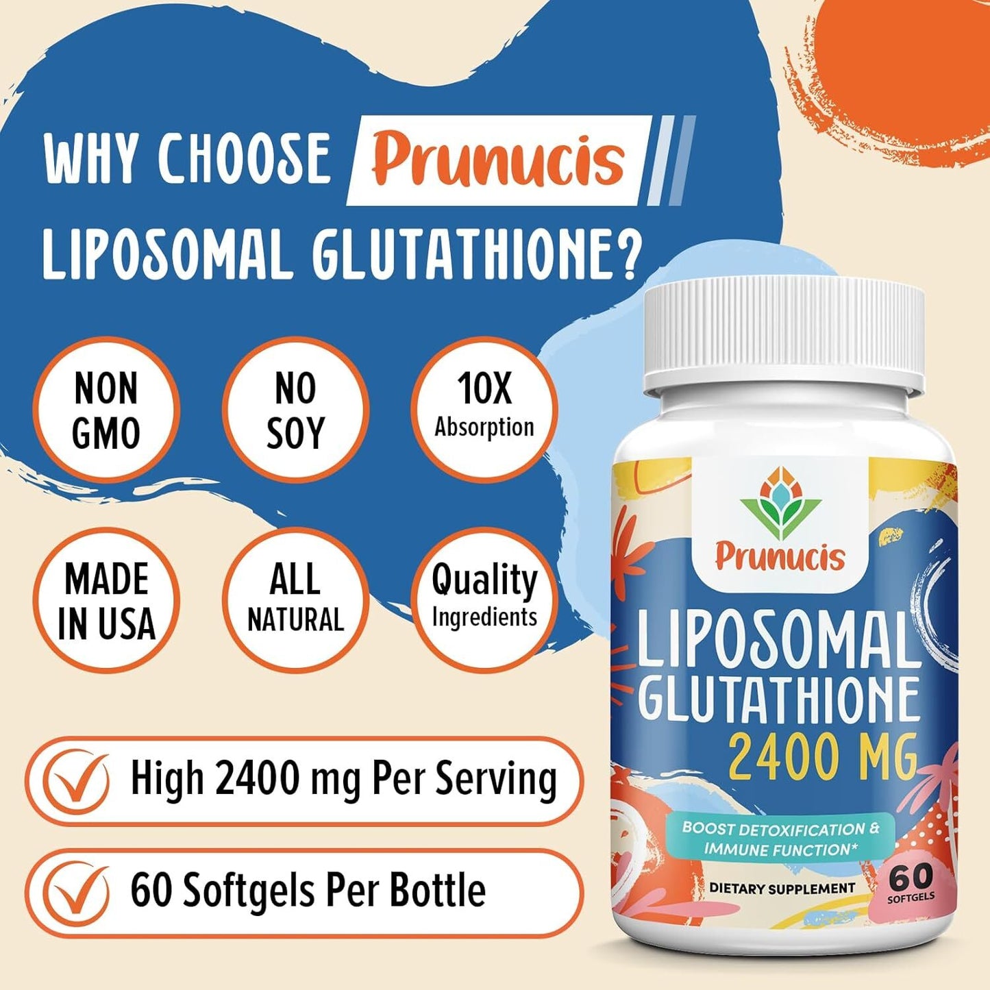 3-Pack 2400Mg Liposomal Glutathione - Glutathione Supplement (180 SOFTGELS)
