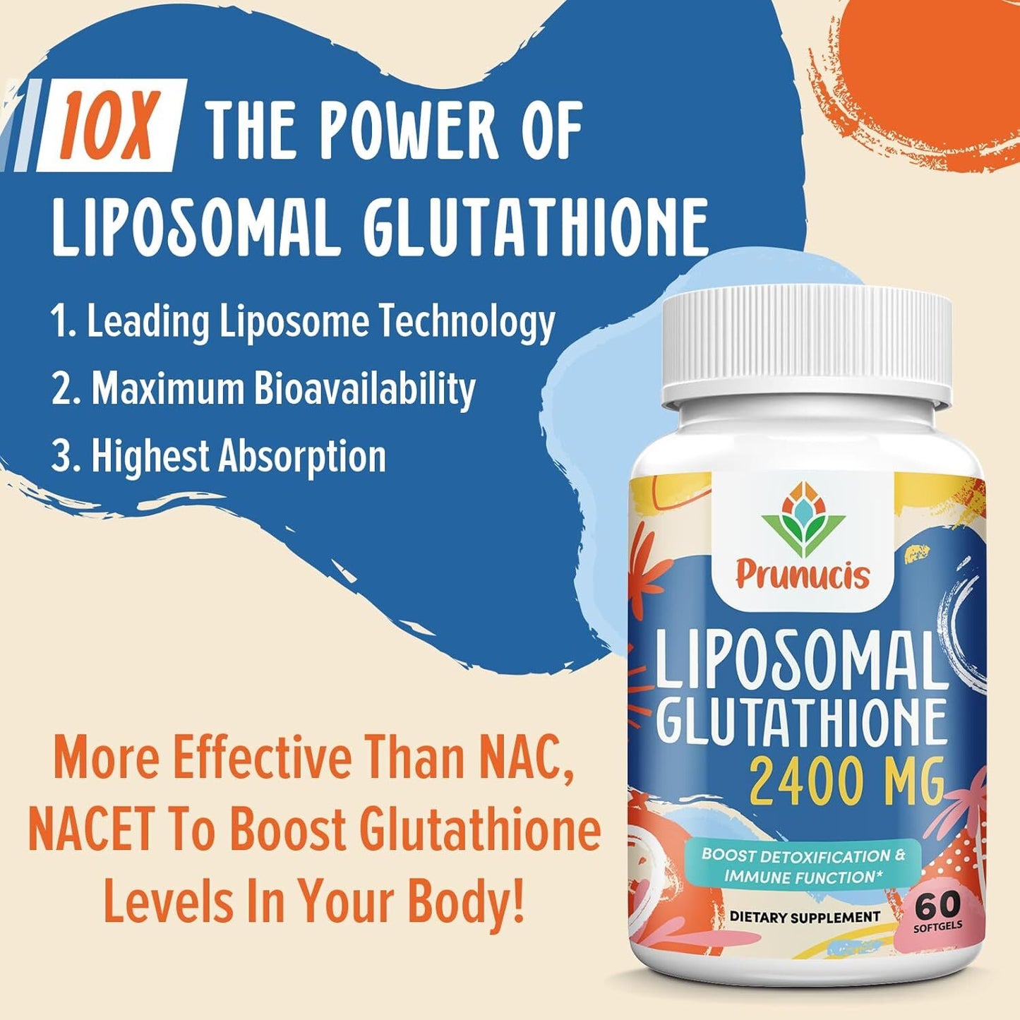 3-Pack 2400Mg Liposomal Glutathione - Glutathione Supplement (180 SOFTGELS)