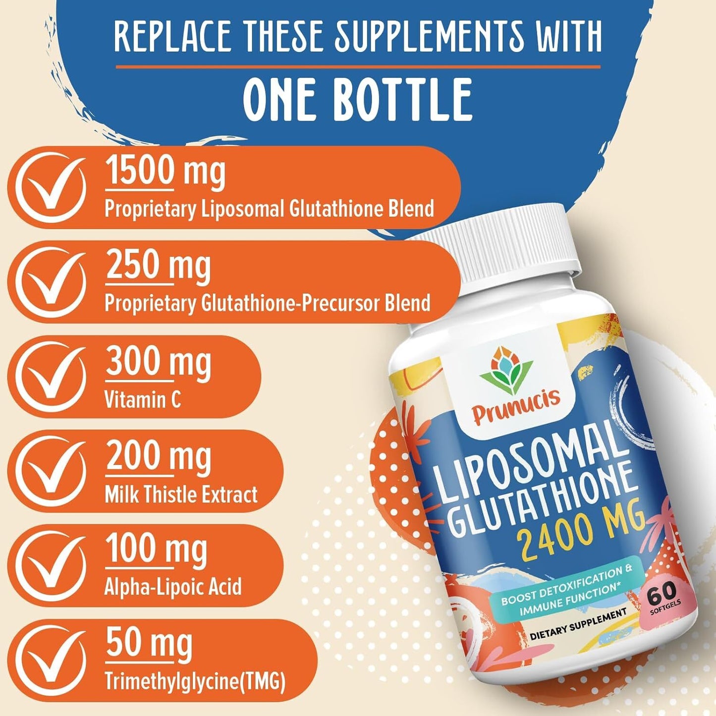 3-Pack 2400Mg Liposomal Glutathione - Glutathione Supplement (180 SOFTGELS)