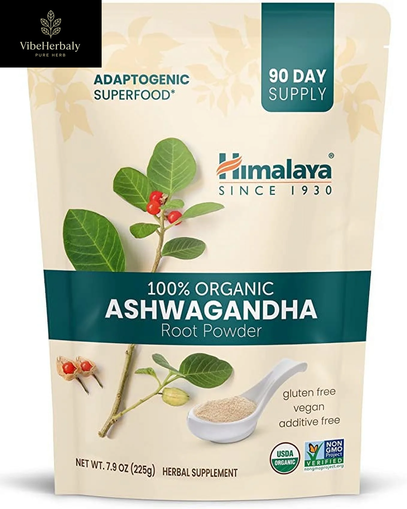 Organic Ashwagandha Powder, Adaptogenic Superfood for Protein Shakes & Smoothies, 7.9 Oz, 3 Month Supply