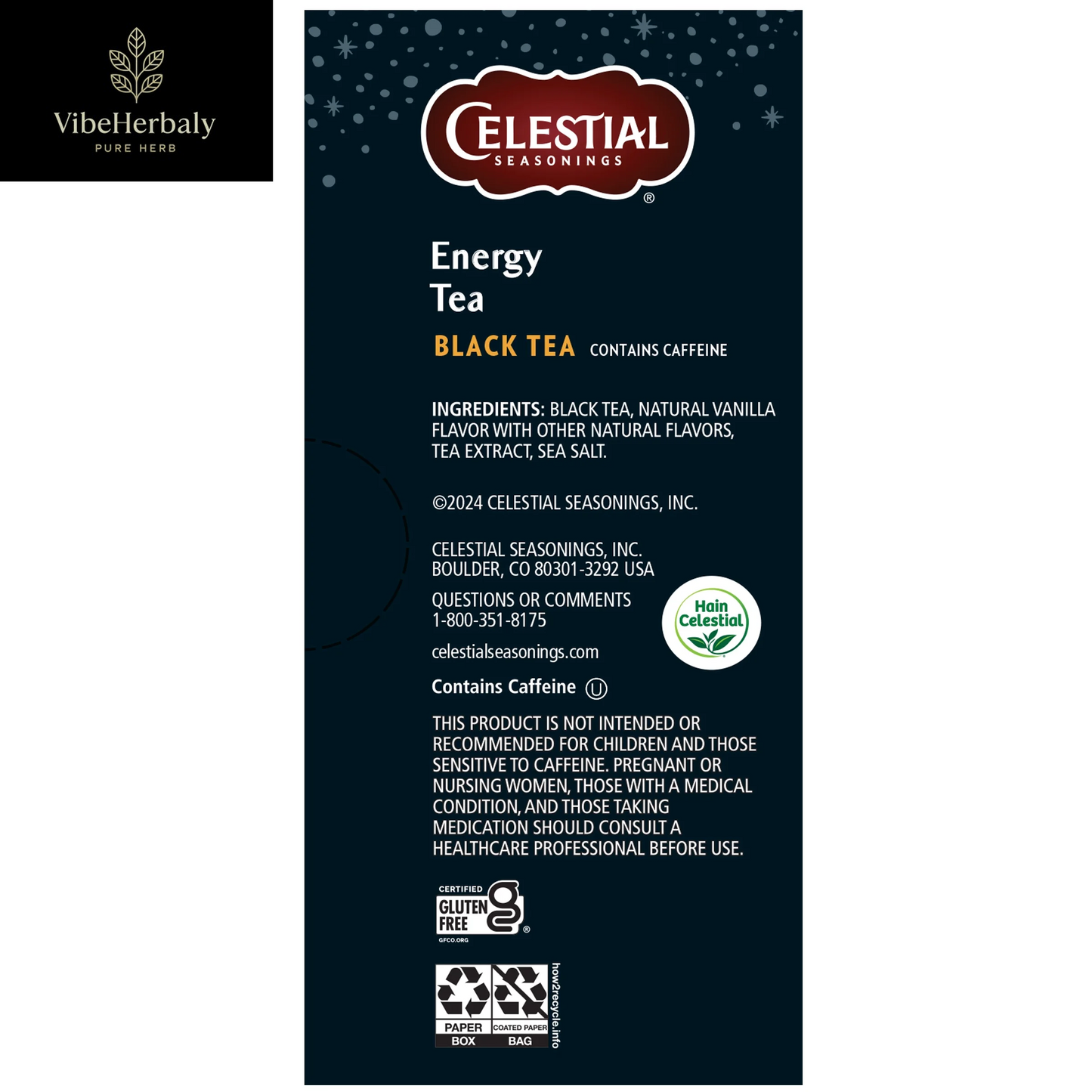 High Caffeine Energy Black Tea Bags (12 Count)