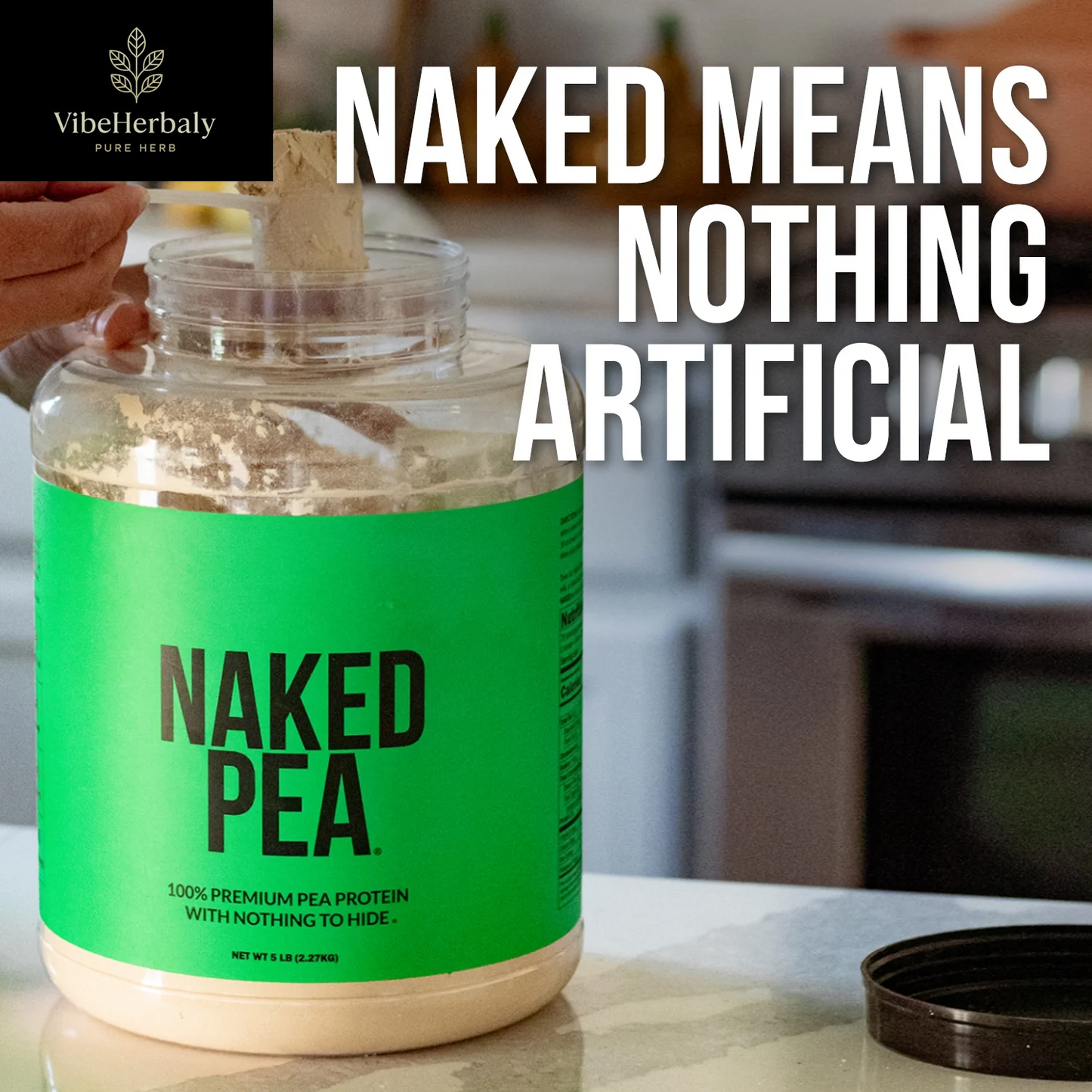 Naked Pea - Double Chocolate Pea Protein, Vegan Protein, Organic Cocoa, Gluten-Free, 5LB