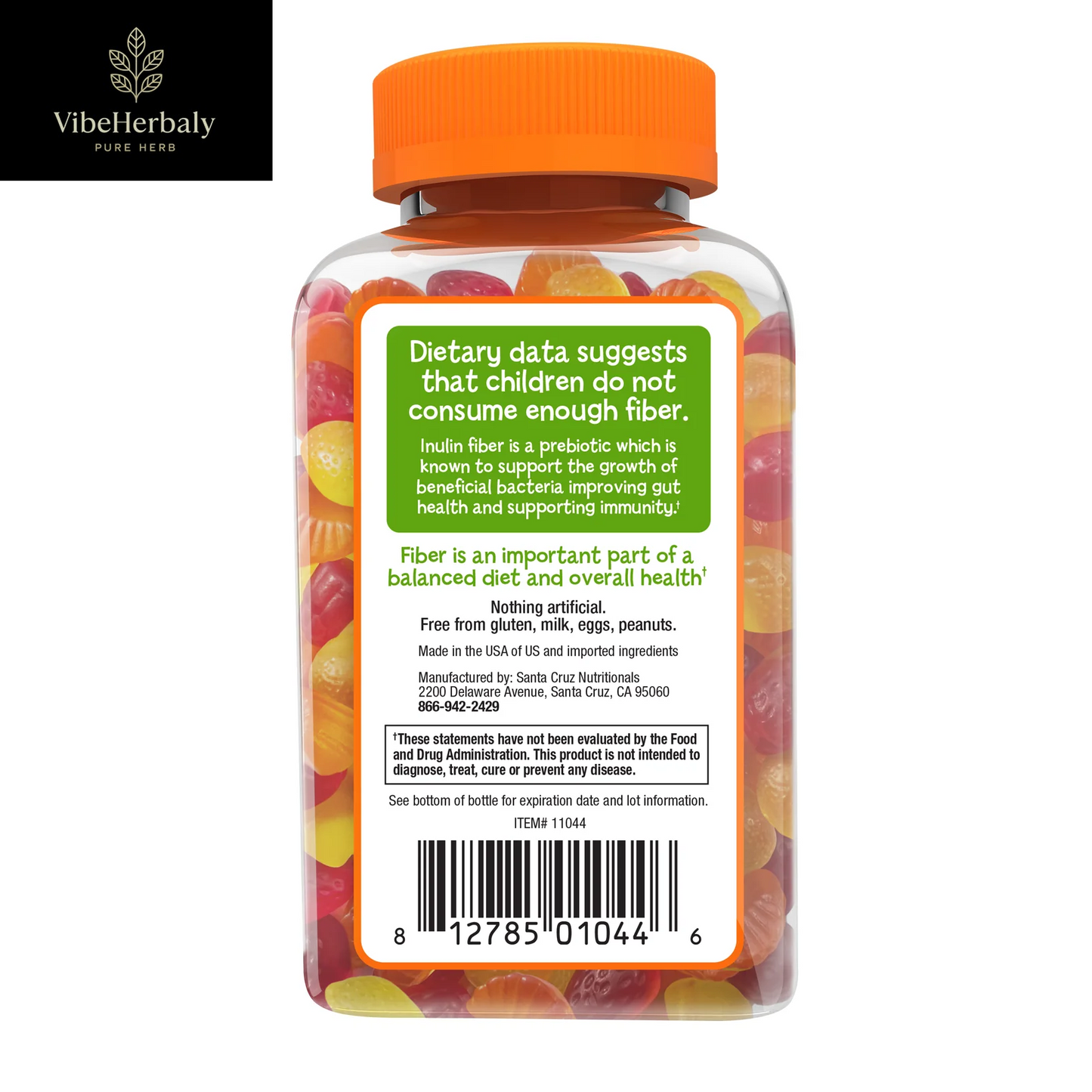 Kids Digestive Health Fiber Supplement Gummies, Natural Fruit, 60 Count