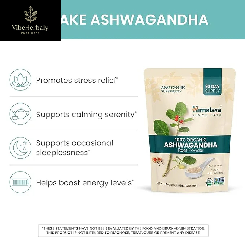 Organic Ashwagandha Powder, Adaptogenic Superfood for Protein Shakes & Smoothies, 7.9 Oz, 3 Month Supply