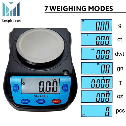 Ounce Carat and Gram Scale 0.01G Accuracy Electronic Scale Science Digital Scale Lab Balance LCD 600G Capacity USB Charger and AC DC Adapter Included