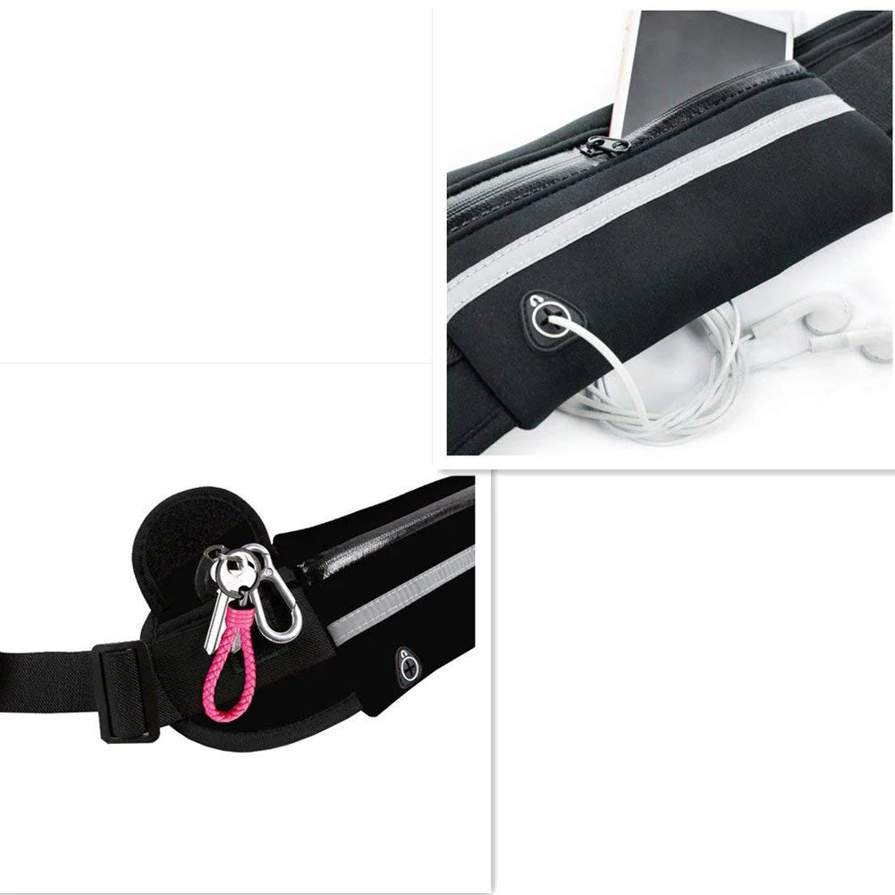 Jupitergear Sports Running Belt and Travel Fanny Pack for Jogging, Cycling and Outdoors with Water Resistant Pockets