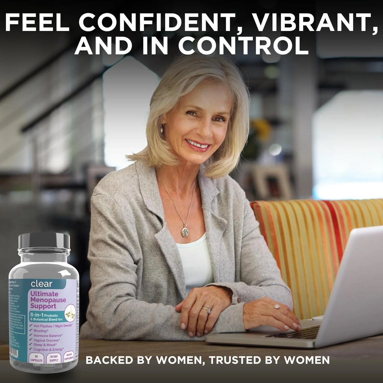 Clear Ultimate Menopause Support Symptom Relief 8In1 Probiotic 60 Capsules