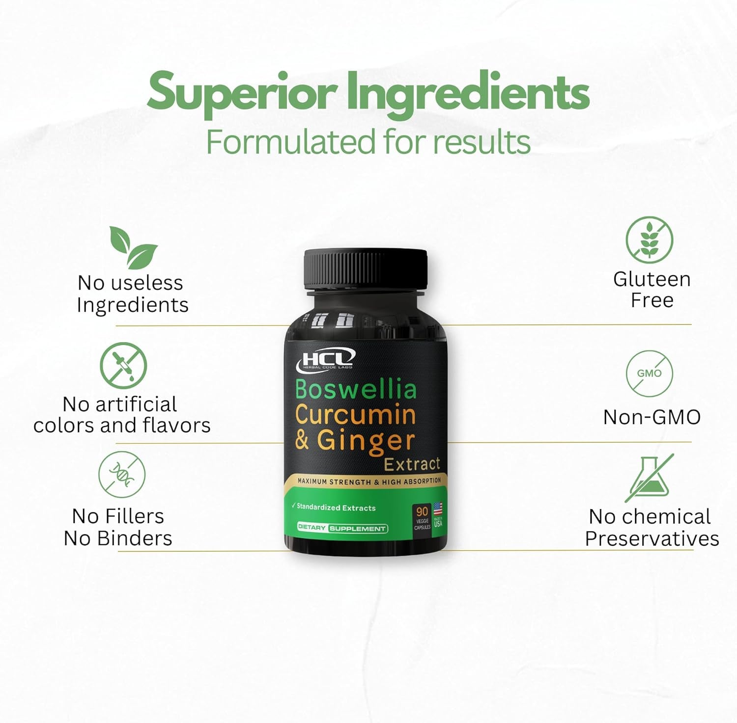 Boswellia Curcumin Ginger Extracts Supplement – Strong 95% Curcuminoids Natural