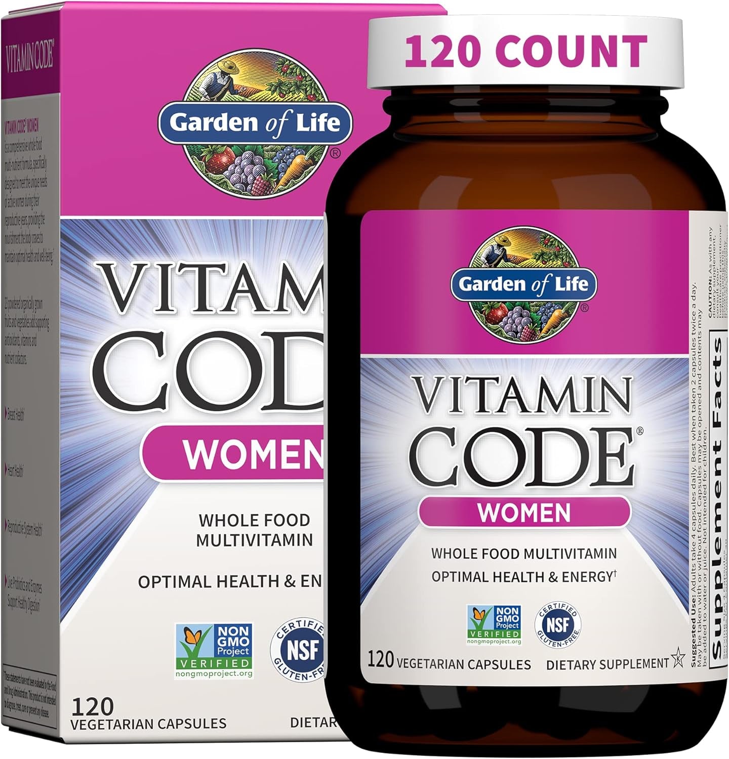 Multivitamin for Women, Vitamin Code Women'S Multi - 120 Capsules, Whole Food Womens Multi, Vitamins, Iron, Folate Not Folic Acid & Probiotics for Womens Energy, Vegetarian Supplements
