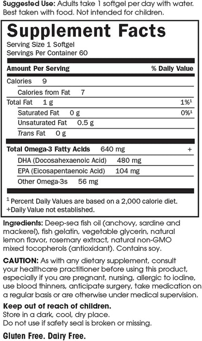 Prenatal DHA Omega 3 Fish Oil - Minami Natural Prenatal, 60 Softgels