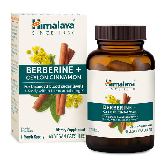 Berberine + Ceylon Cinnamon from Indian Barberry Root, Includes Chromium, for Gastrointestinal, and Daily Metabolism Support, Vegan, Gluten Free, Herbal Supplement, 60 Capsules